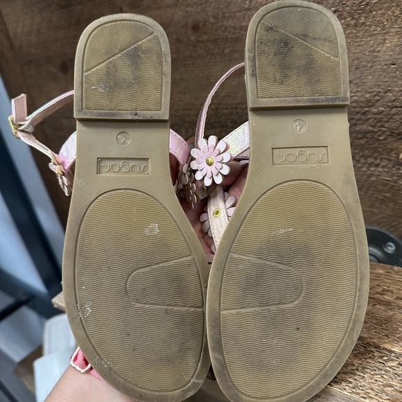 Sugar Girls Pink Floral Sandals Size 4 – Daisy Flower Detail - Picture 6 of 7
